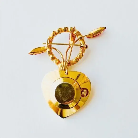Vintage Rhinestone Brooch Pin With Watch Pendant​ - Picture 13 of 14